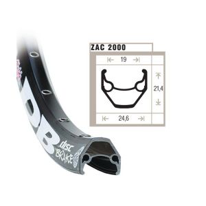 Rigida Obręcz rowerowa ZAC 2000 (28" | 622-19 | VL 65mm | 36 otworów | z oczkami)